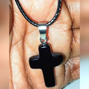 Black Cross Pendant Necklace